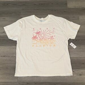 Roxy Cream and Pink Graphic Tee